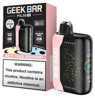 Geek Bar Pulse X White Peach Raspberry flavor 25000 puff disposable vape at iSmokee smoke shop Orlando and Kissimmee