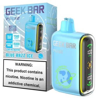 Geek Bar Pulse 15K Blue Razz Ice flavor 15000 puff disposable vape at iSmokee smoke shop Orlando and Kissimmee