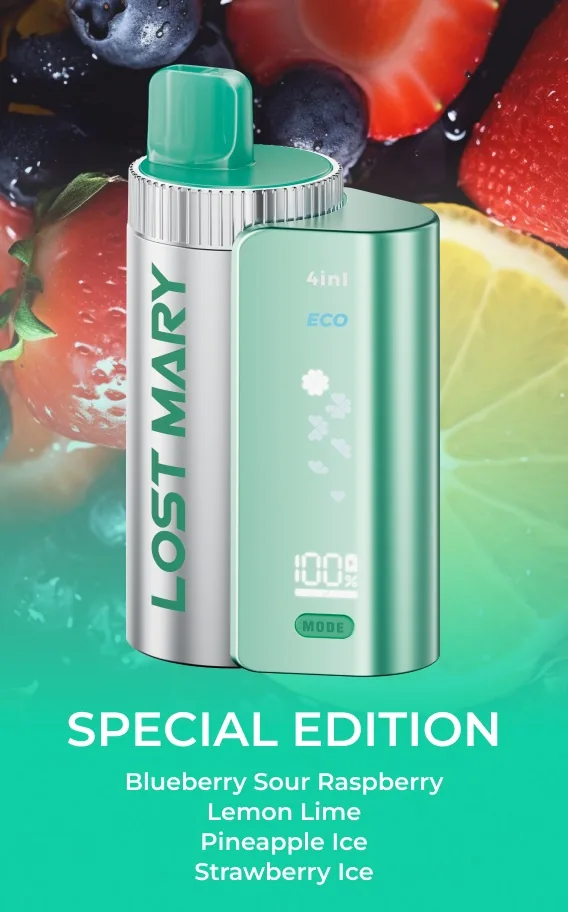Lost Mary 4-in-1 Lemon Edition pod pack with Lemon Lime, Pink Lemonade, Lemon Ice and Pineapple Lemon flavors at iSmokee Orlando