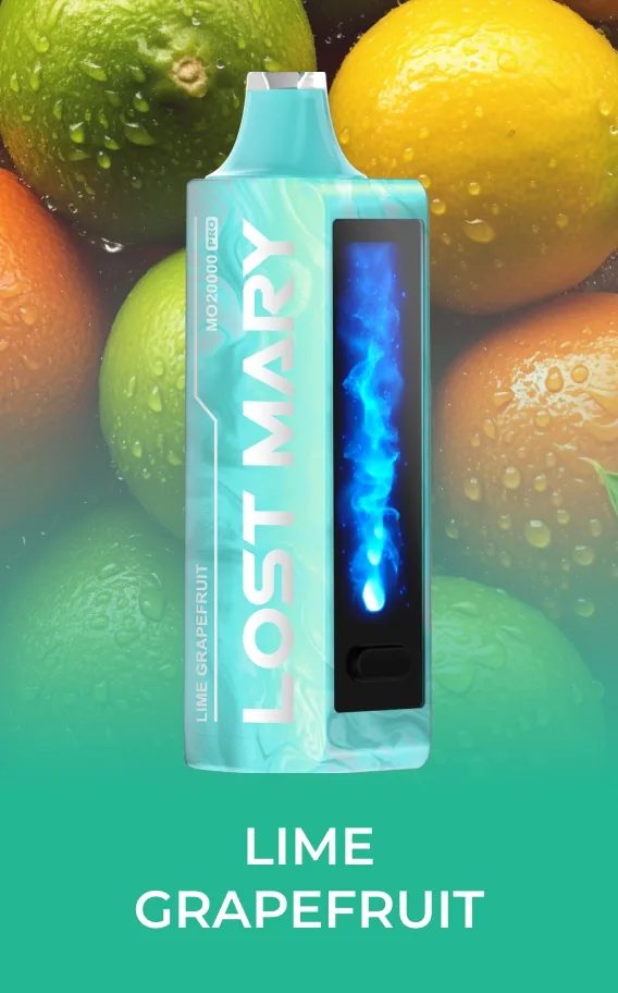Lost Mary MO20000 Pro Normal Edition with splashed pattern, available in Grape Jelly, Mango Twist and Lime Grapefruit flavors at iSmokee Orlando