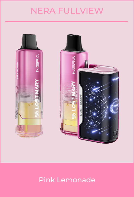 Lost Mary NERA Fullview 70K kit, available in Pineapple Passion Orange, Cool Mint and Hawaiian Punch flavors near Disney World Orlando