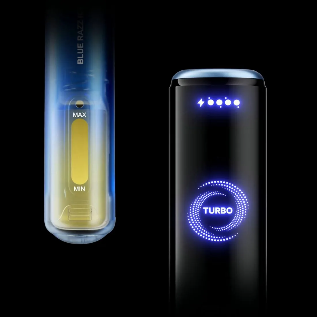 Lost Mary NERA Fullview on-screen battery display and visible e-liquid level