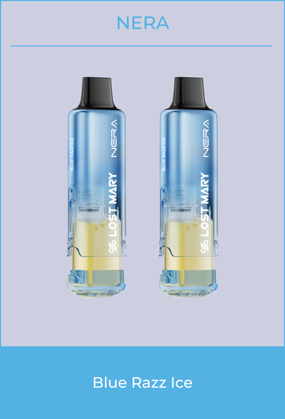 Lost Mary NERA Fullview 70K replacement pod 2-pack, available in Blue Razz Ice, Lemon Pop and Golden Berry flavors at iSmokee Orlando